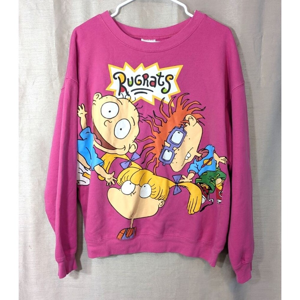 Rugrats Junior Teens Size XL (15-17) Pink Crewneck Sweatshirt Big Graphic